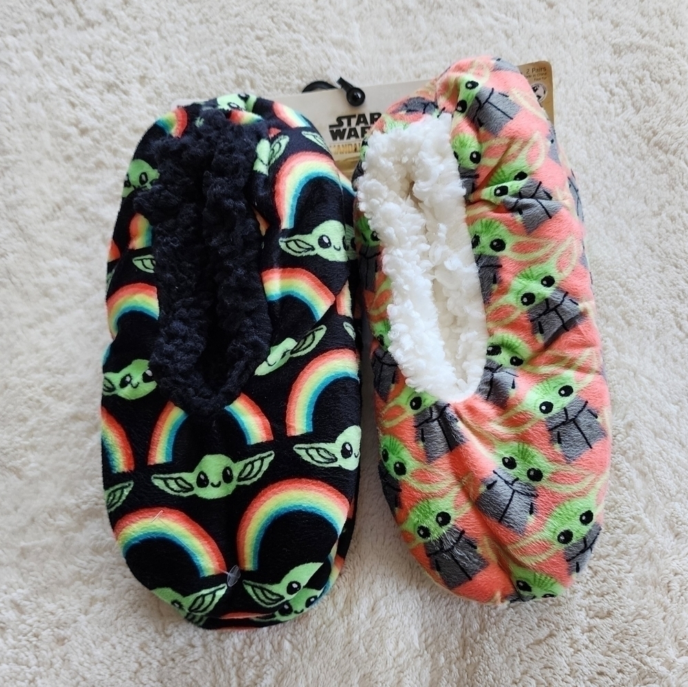 New Star Wars baby Yoda 2 Pack Women's Slipper Socks one size